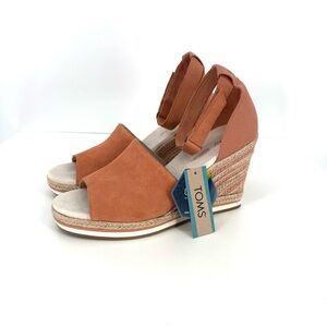 TOMS Marisol Sandy Beige Suede Espadrille Wedge Sandal NWT
